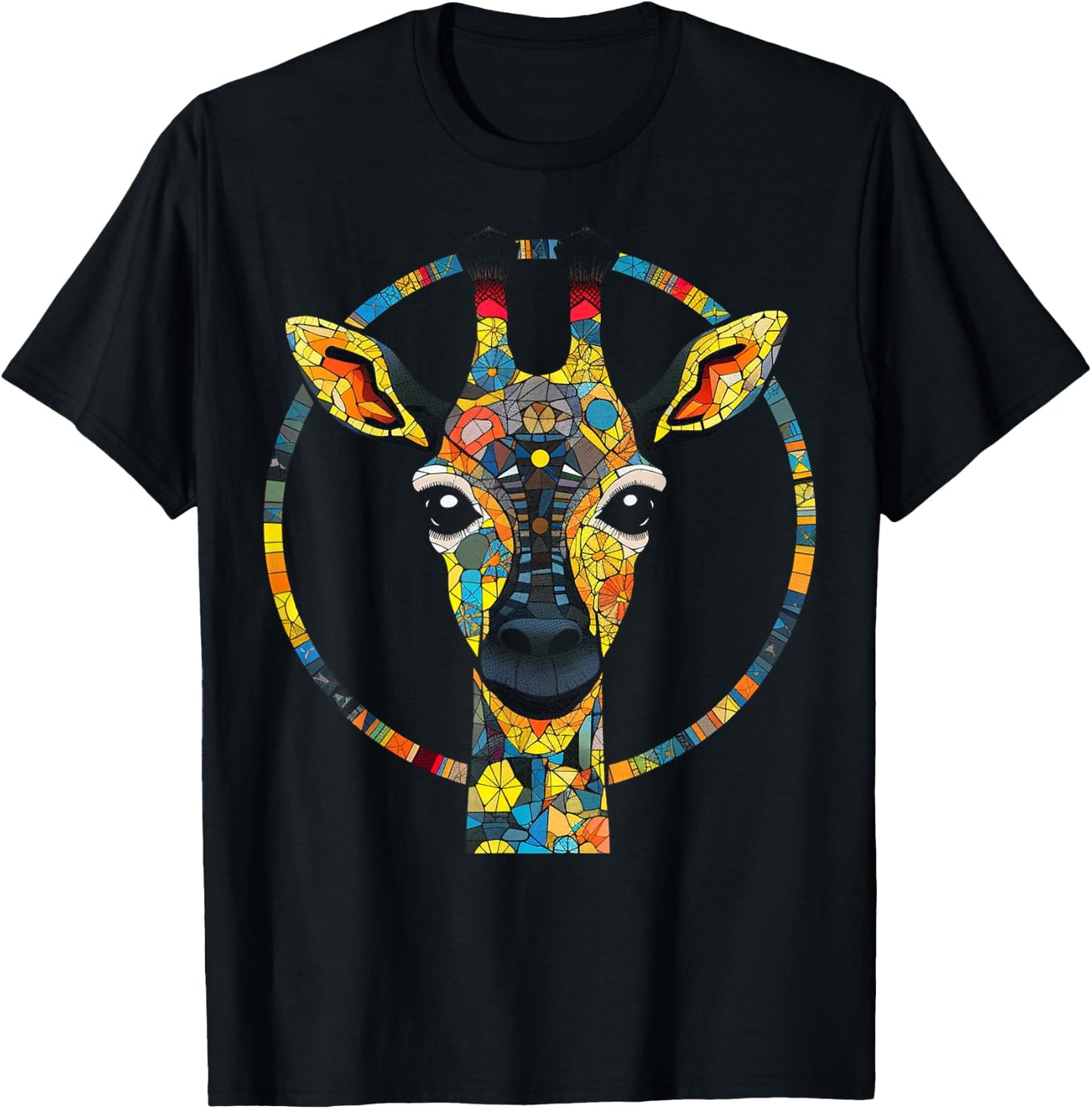 Giraffe Artwork Colourful Animals Zoo Giraffe T-Shirt - T-Shirt | Black