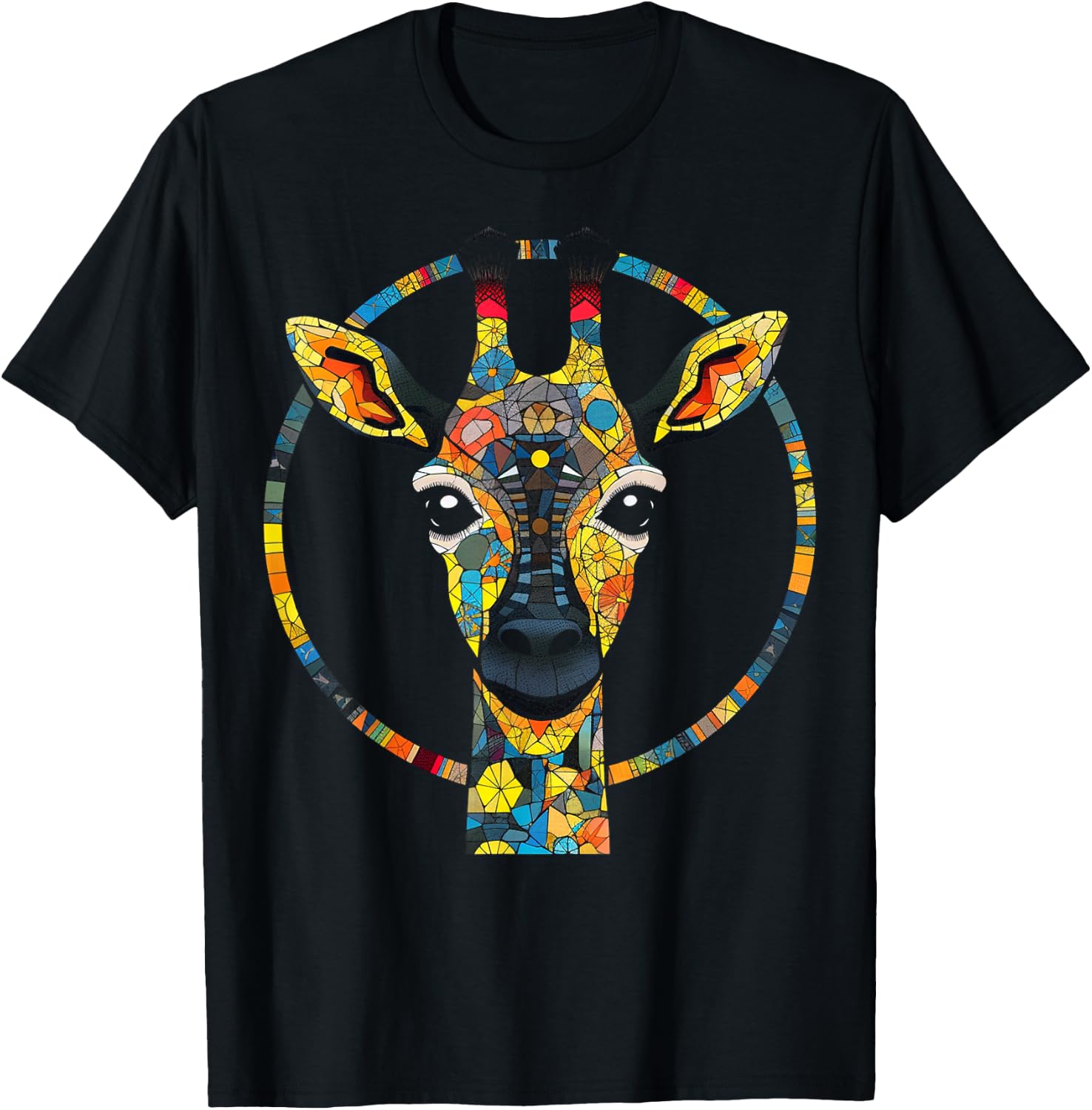 Giraffe Artwork Colourful Animals Zoo Giraffe T-Shirt - T-Shirt | Black