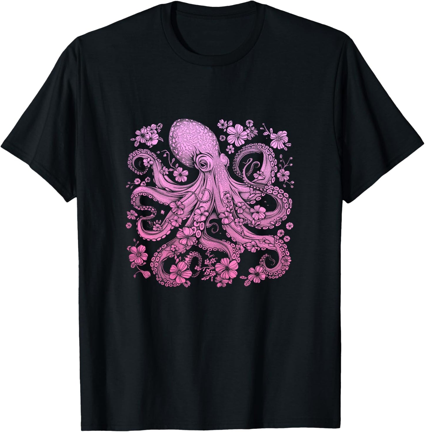 Octopus, Flowers, Octopus, Diving, Surfers, Sea Animals T-Shirt - T-Shirt | Black