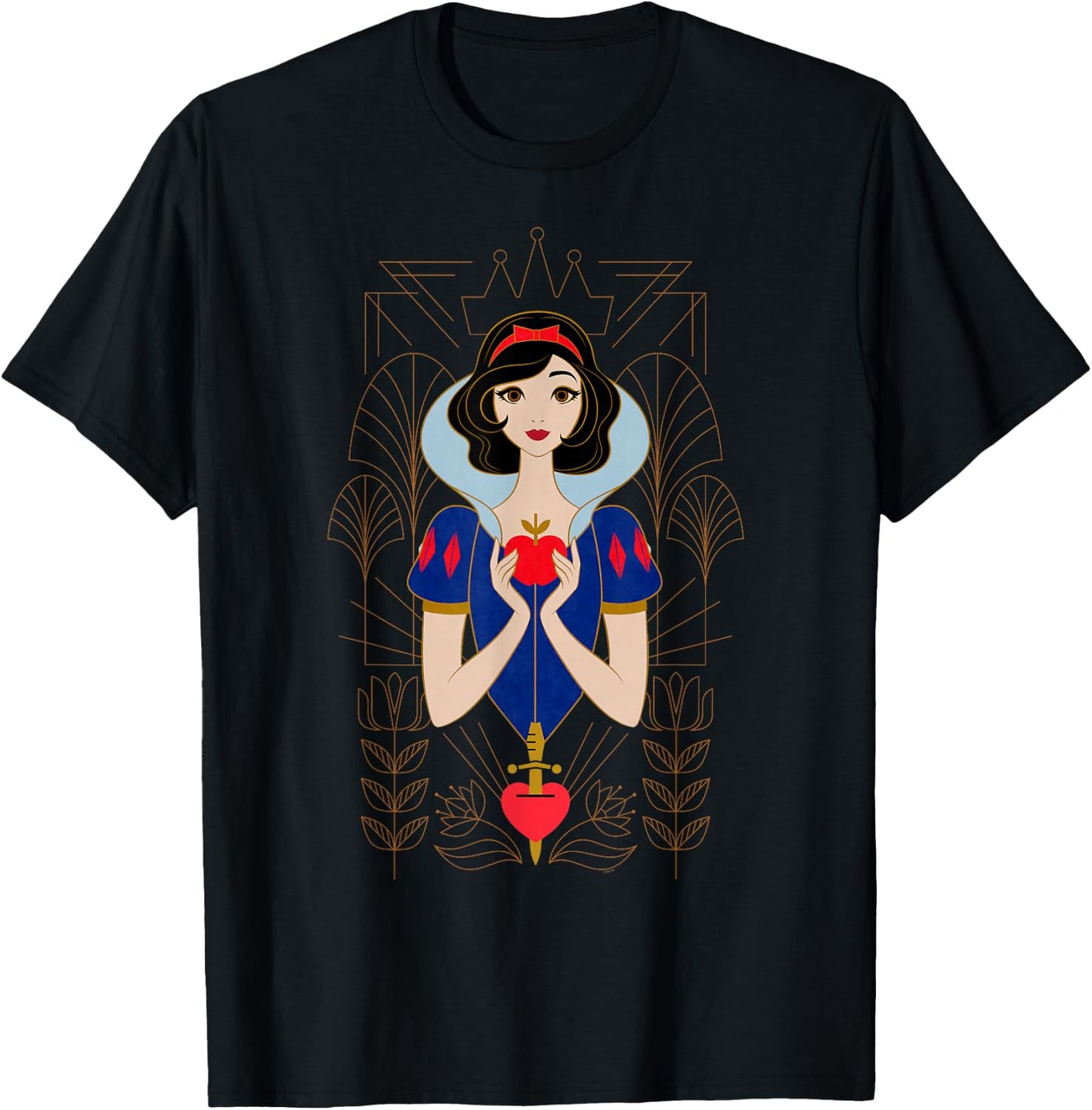 Disney Princess Snow White Modern Art Deco Style T-Shirt - T-Shirt | Black
