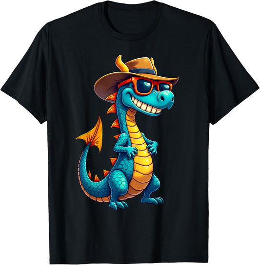 Funny Dragon Lover Vintage Graphic Design Women Kids T-Shirt - T-Shirt | Black