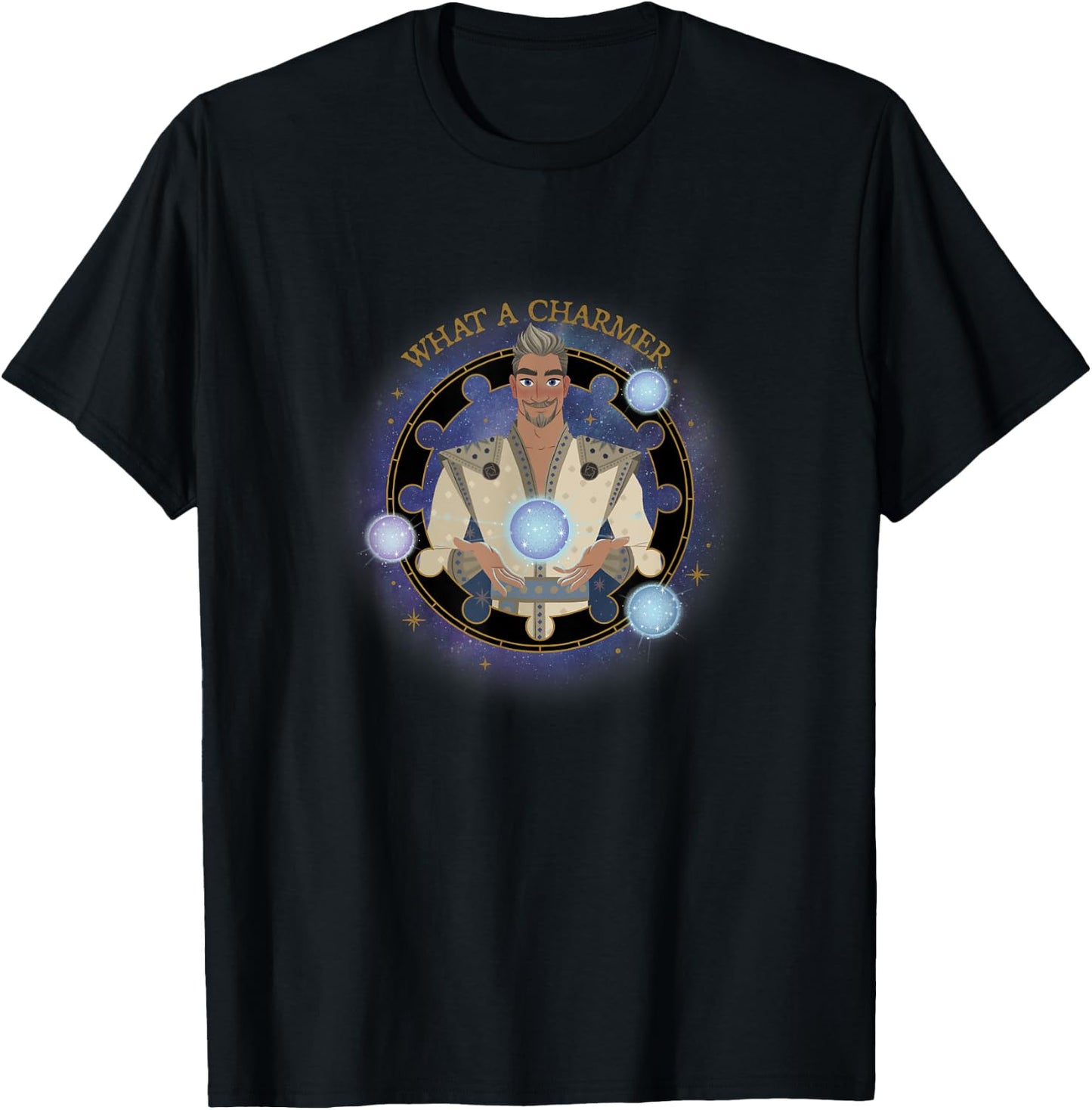 Disney Wish King Magnifico What A Charmer Celestial Portrait , Black, S T-Shirt - T-Shirt | Black