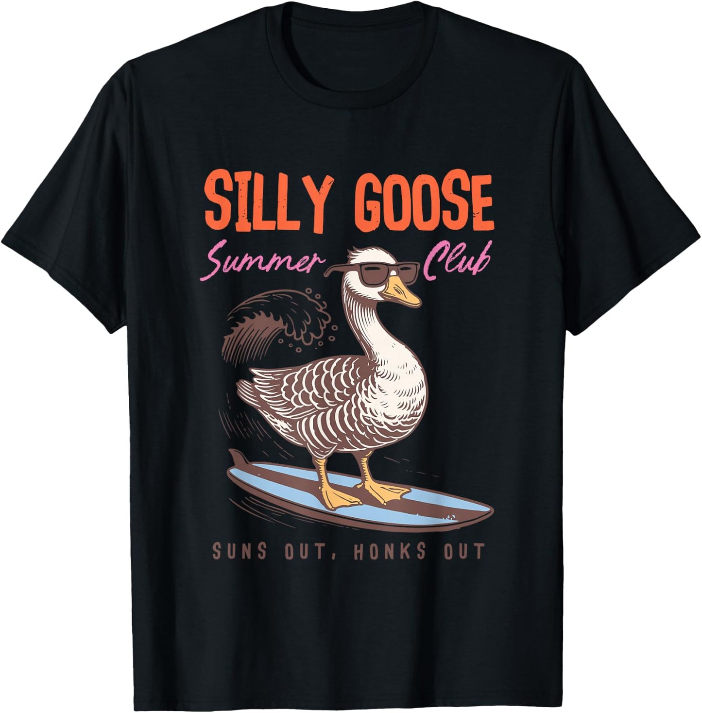 Silly Goose Summer Club Suns Out Honks Out T-Shirt - T-Shirt | Black