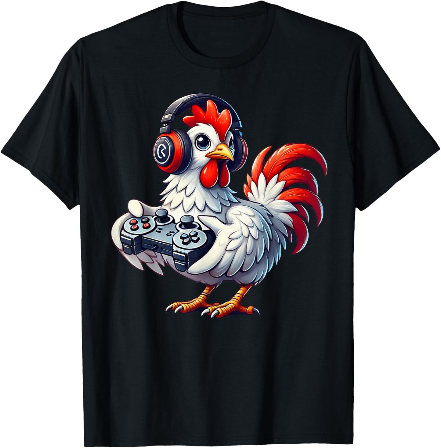 Chicken Funny Video Games Graphic Chicken Gamers T-Shirt - T-Shirt | Black