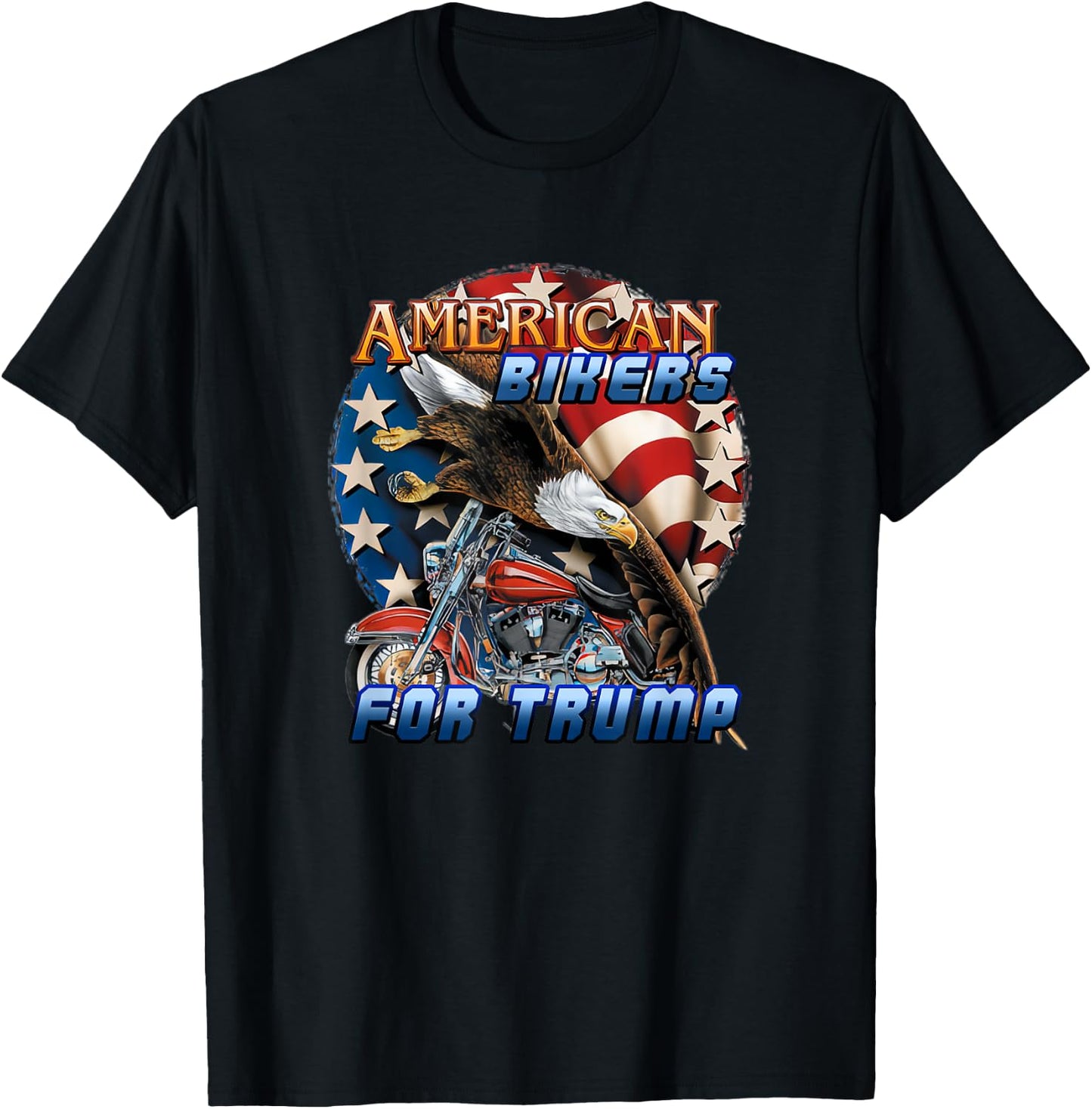American Bikers For Trump Eagle Flag Motorbike 2020 Election T-Shirt - T-Shirt | Black