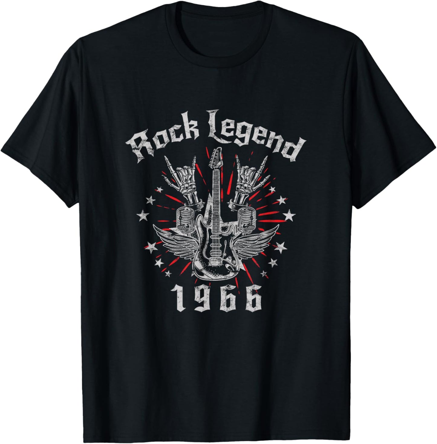 Rock Legend Guitar 1966 Vintage Retro Skirt Man Woman , Black T-Shirt - T-Shirt | Black
