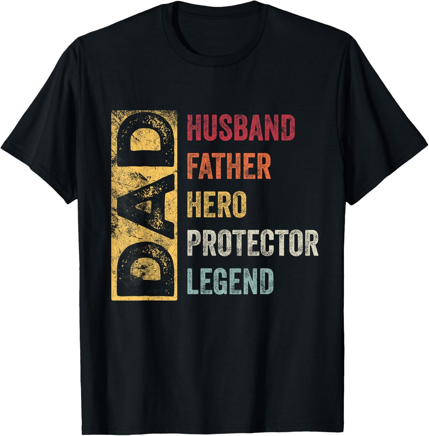 Retro Husband Father Hero Protector Legend Father Day Dad T-Shirt - T-Shirt | Black