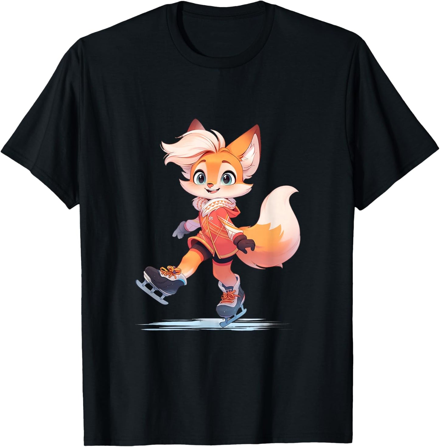 Fox Figure Skating Figure Skating Ice Skates T-Shirt - T-Shirt | Black
