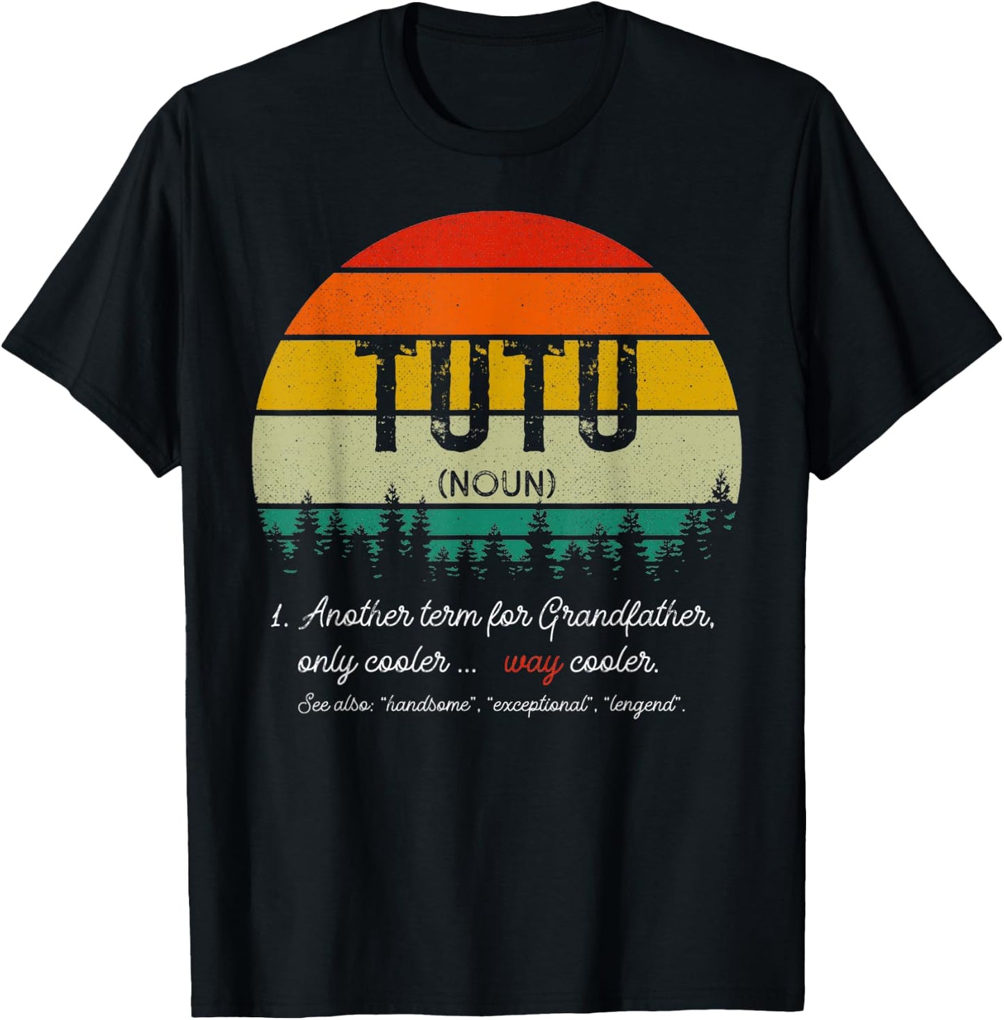 Vintage Tutu Definition Grandpa Fathers Day Retro T-Shirt - T-Shirt | Black