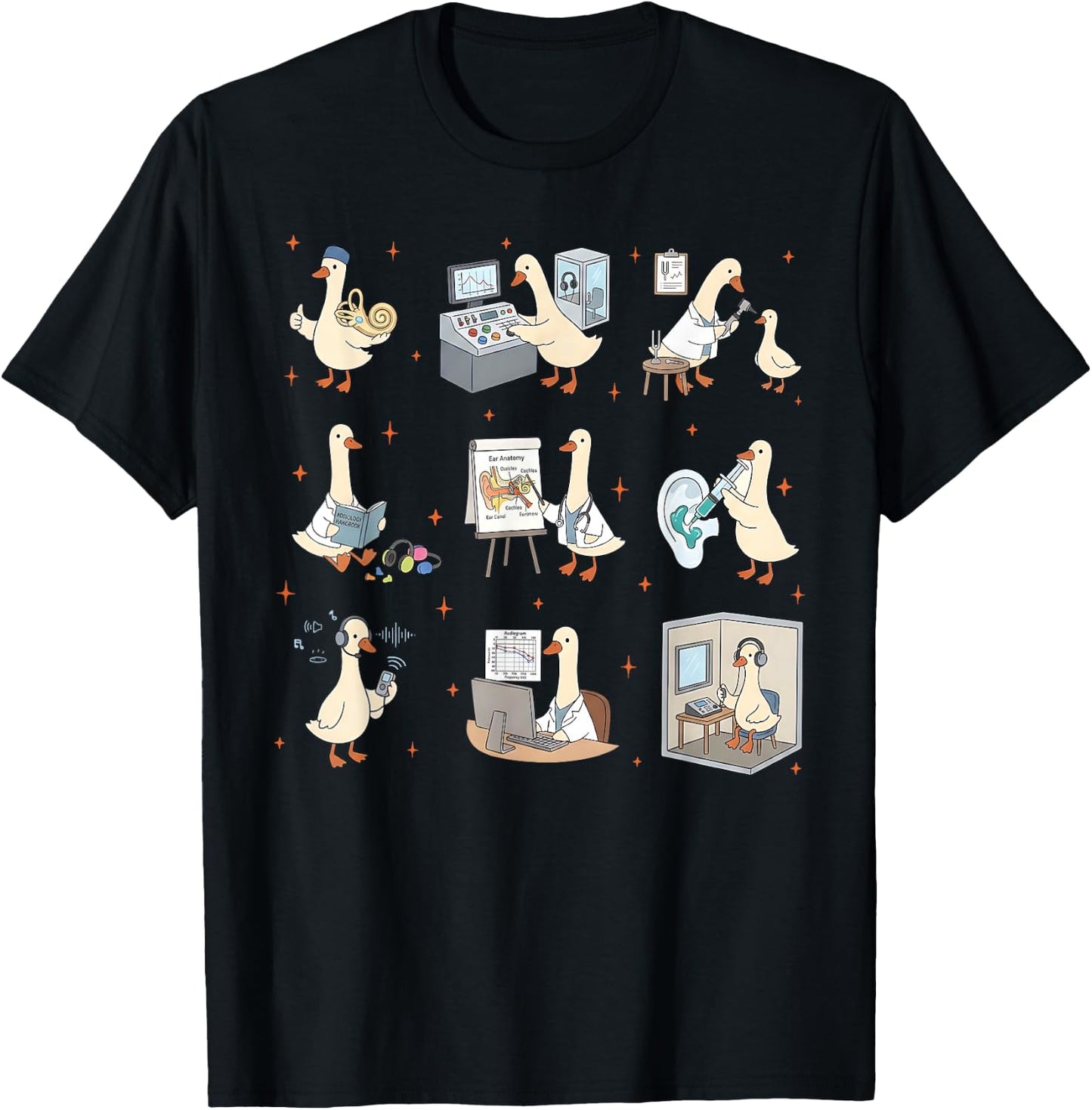 Audiologist Silly Goose ENT Doctor Hearing Aid Ossicle Nurse T-Shirt - T-Shirt | Black
