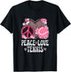 Peace Love Tennis Lover Leopard Print Women Girl Cute Tennis T-Shirt - T-Shirt | Black