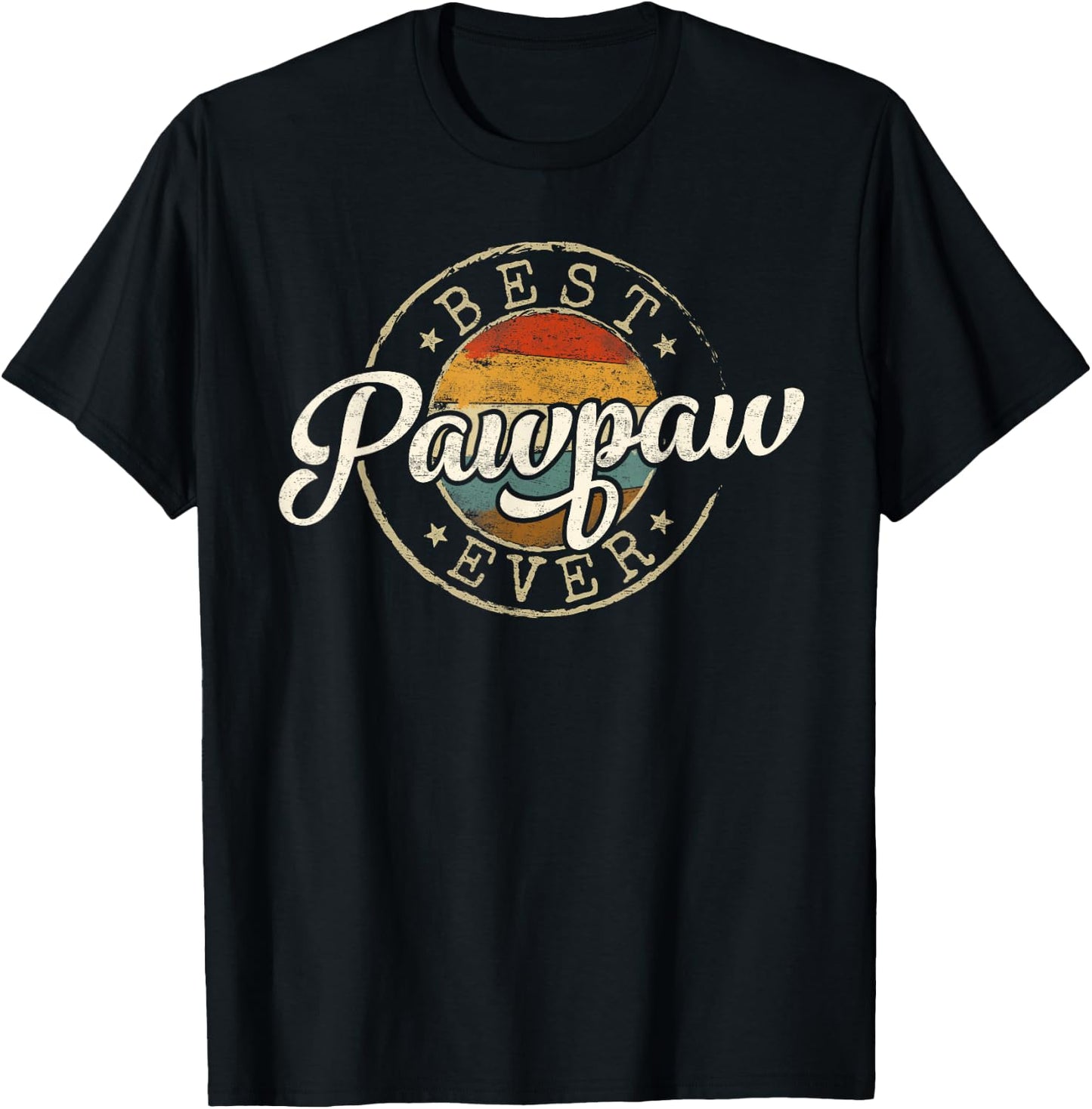 Best Pawpaw Ever Vintage Stamp Fathers Day Grandpa to Be T-Shirt - T-Shirt | Black