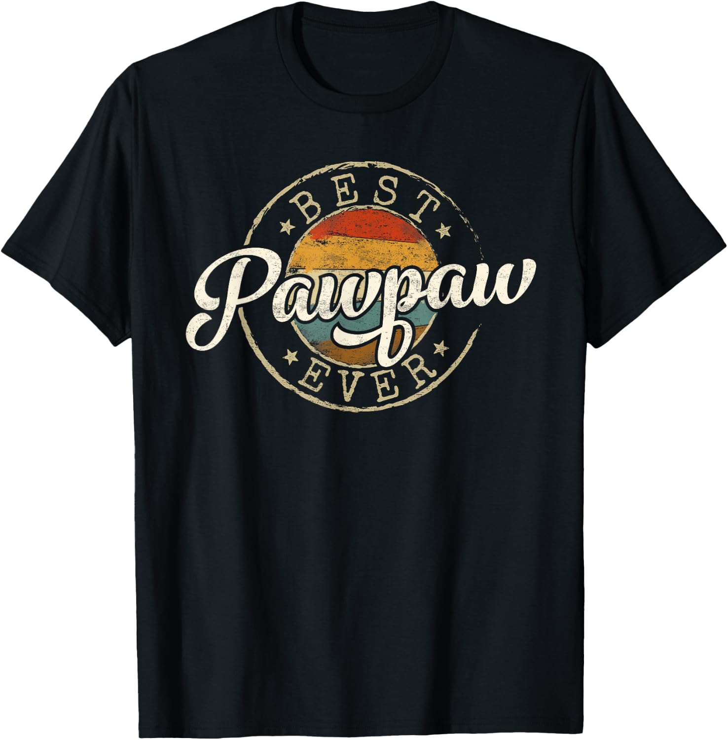 Best Pawpaw Ever Vintage Stamp Fathers Day Grandpa to Be T-Shirt - T-Shirt | Black