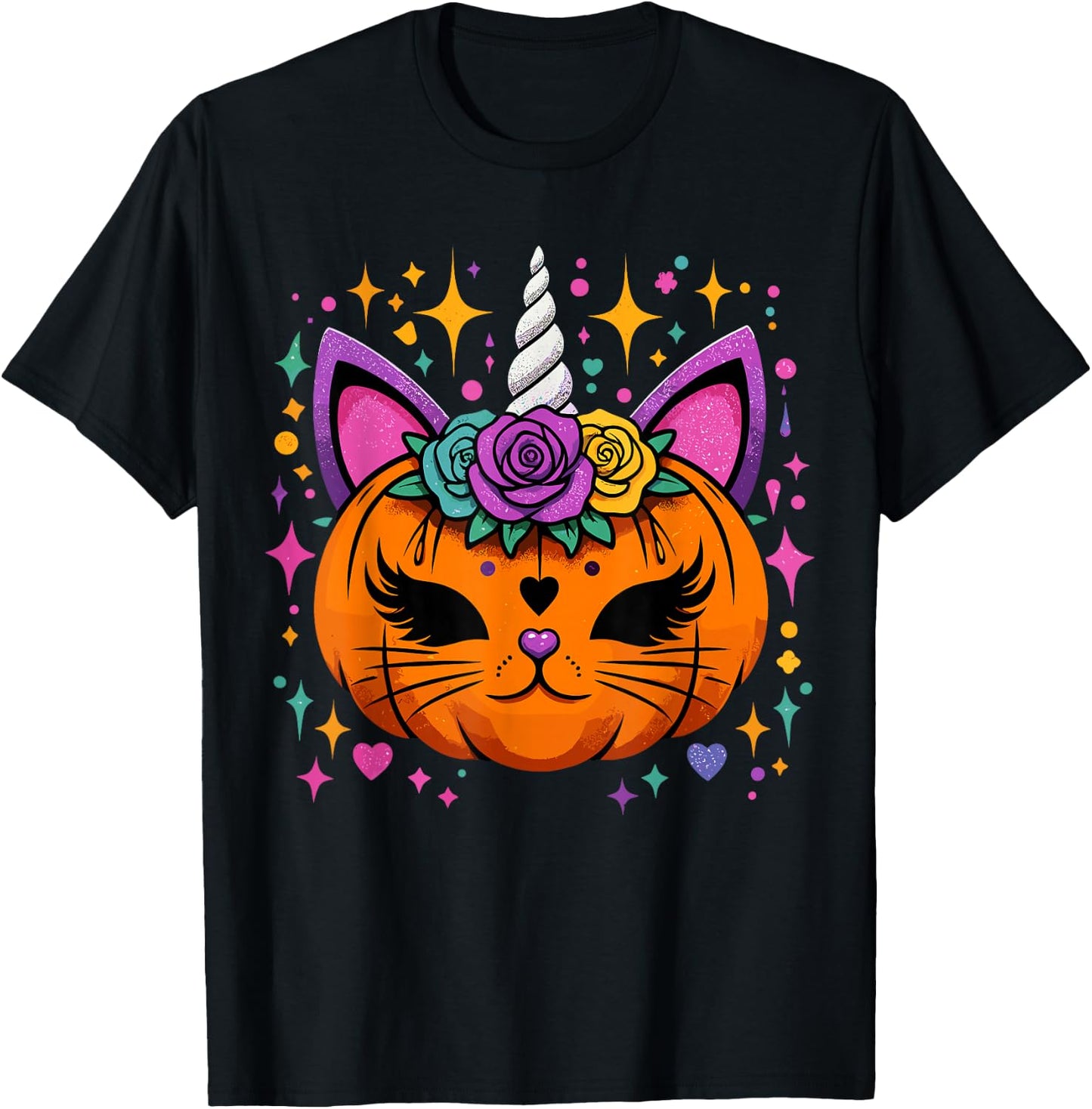Unicorn Pumpkin Girls Halloween Costume T-Shirt - T-Shirt | Black
