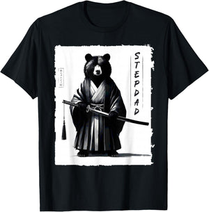 Stepdad Bear Samurai Ninja Japanese Ukiyo-e Warrior T-Shirt - T-Shirt | Black
