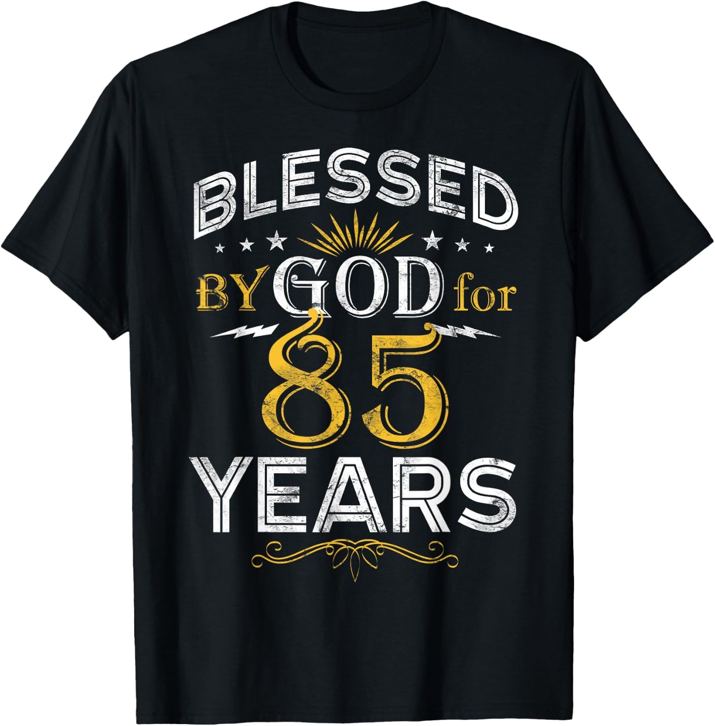 Vintage Blessed by God for 85 Year Old Birthday 85th T-Shirt - T-Shirt | Black