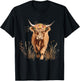 Scottish Highland Cow Messy Bun Scottish Highlander Cow T-Shirt - T-Shirt | Black