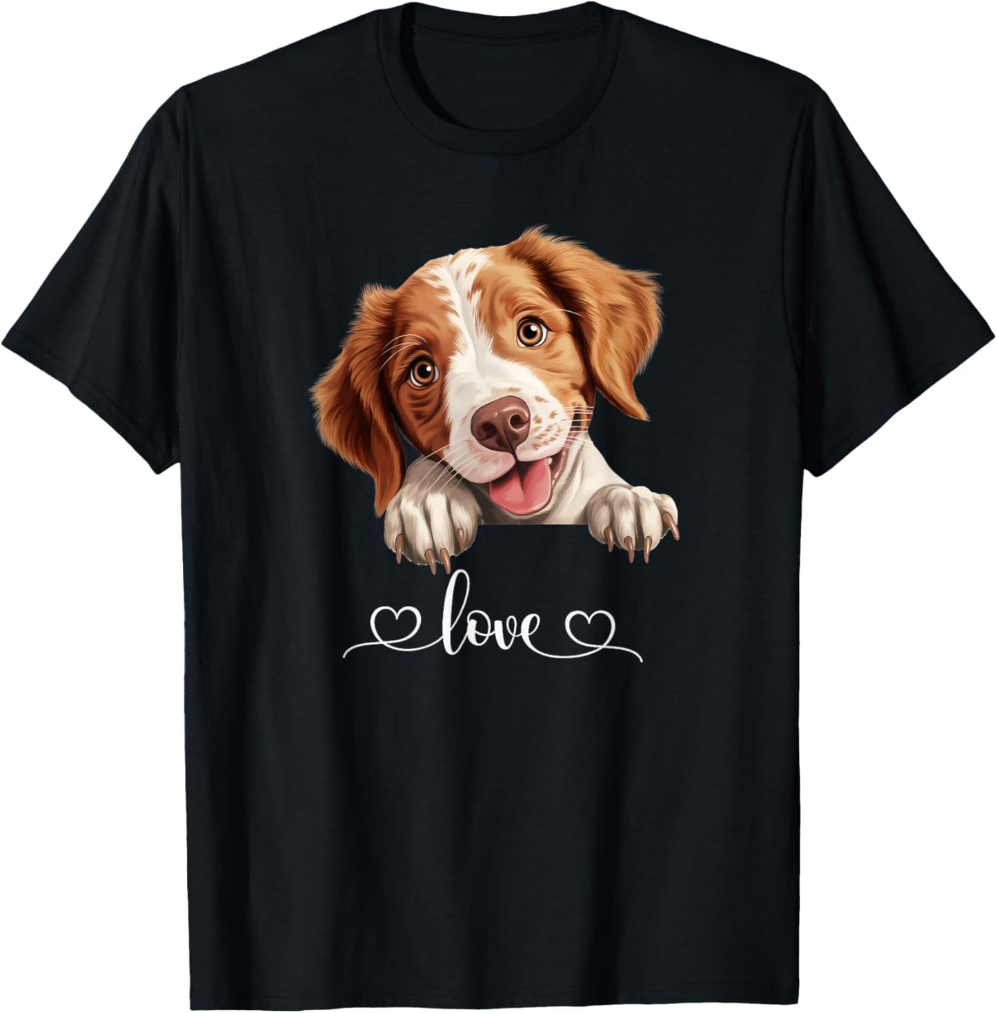 Cute Dog Graphic Love Puppy Brittany Dog Women T-Shirt - T-Shirt | Black
