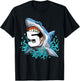 Kids Shark 5th Birthday Boys Funny Shark 5 yrs Old Birthday T-Shirt - T-Shirt | Black