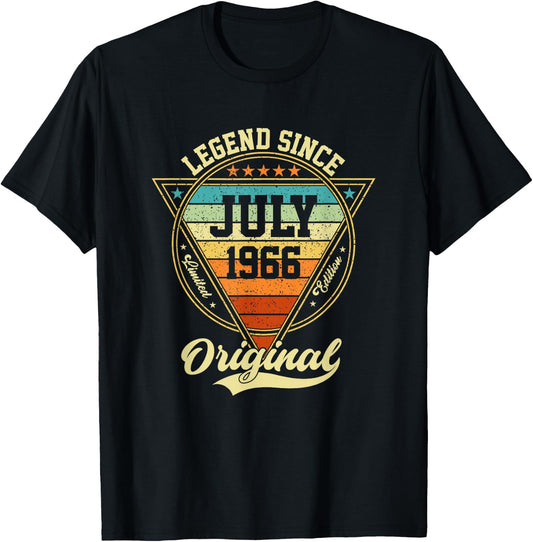 Vintage 60th Birthday Legend Since July 1966 T-Shirt - T-Shirt | Black