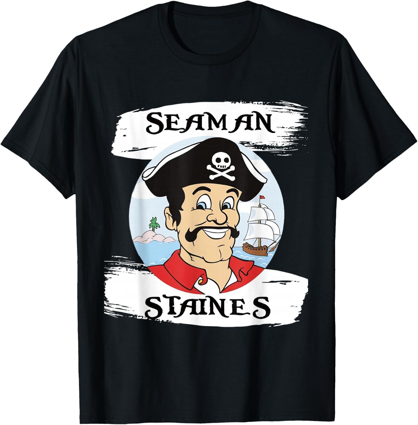 Seaman Staines - Not Captain Pugwash Retro Vintage T-Shirt - T-Shirt | Black