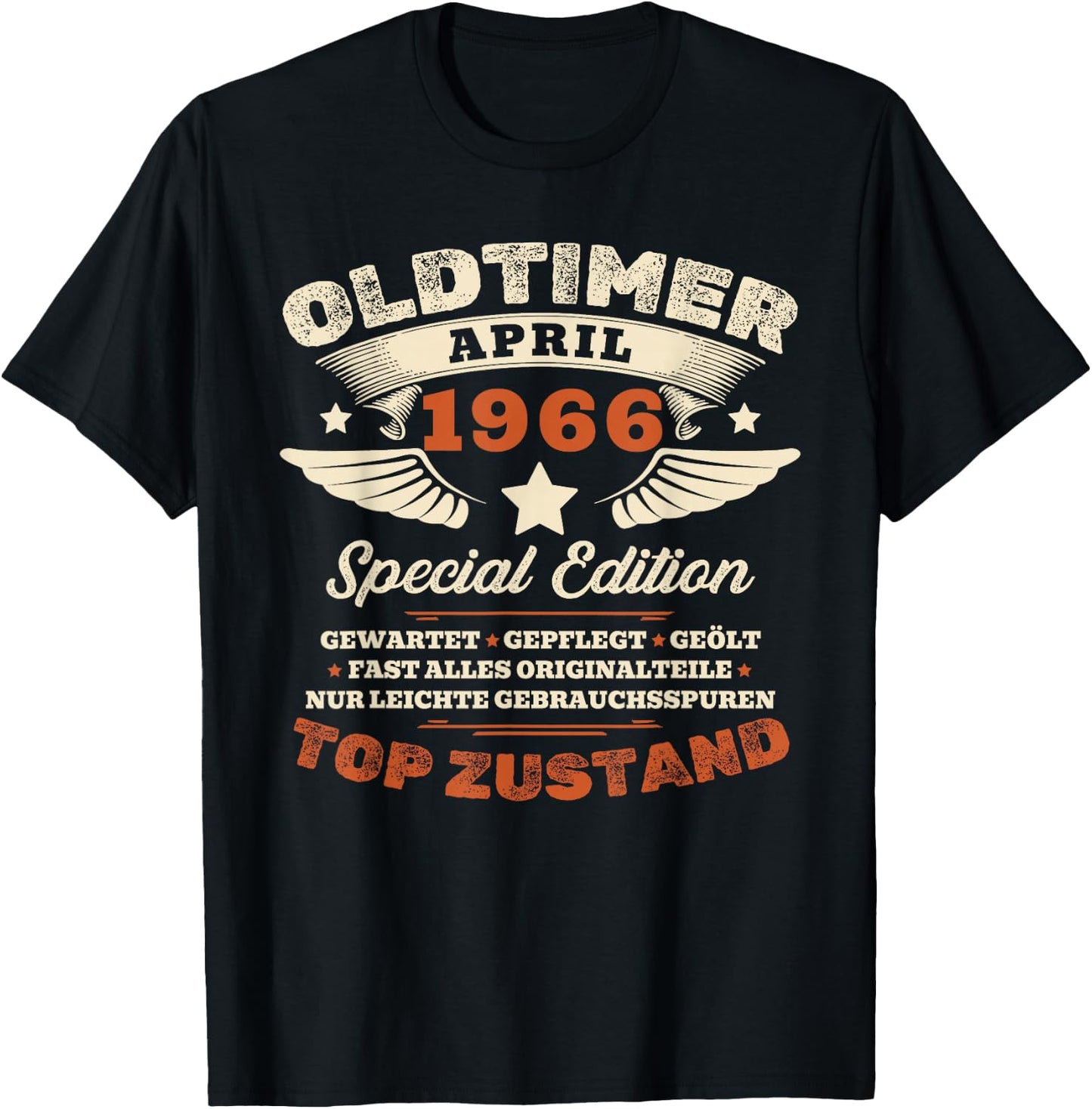60. Geburtstag Geschenk Mann Oldtimer April 1966 60 Jahre T-Shirt - T-Shirt | Black