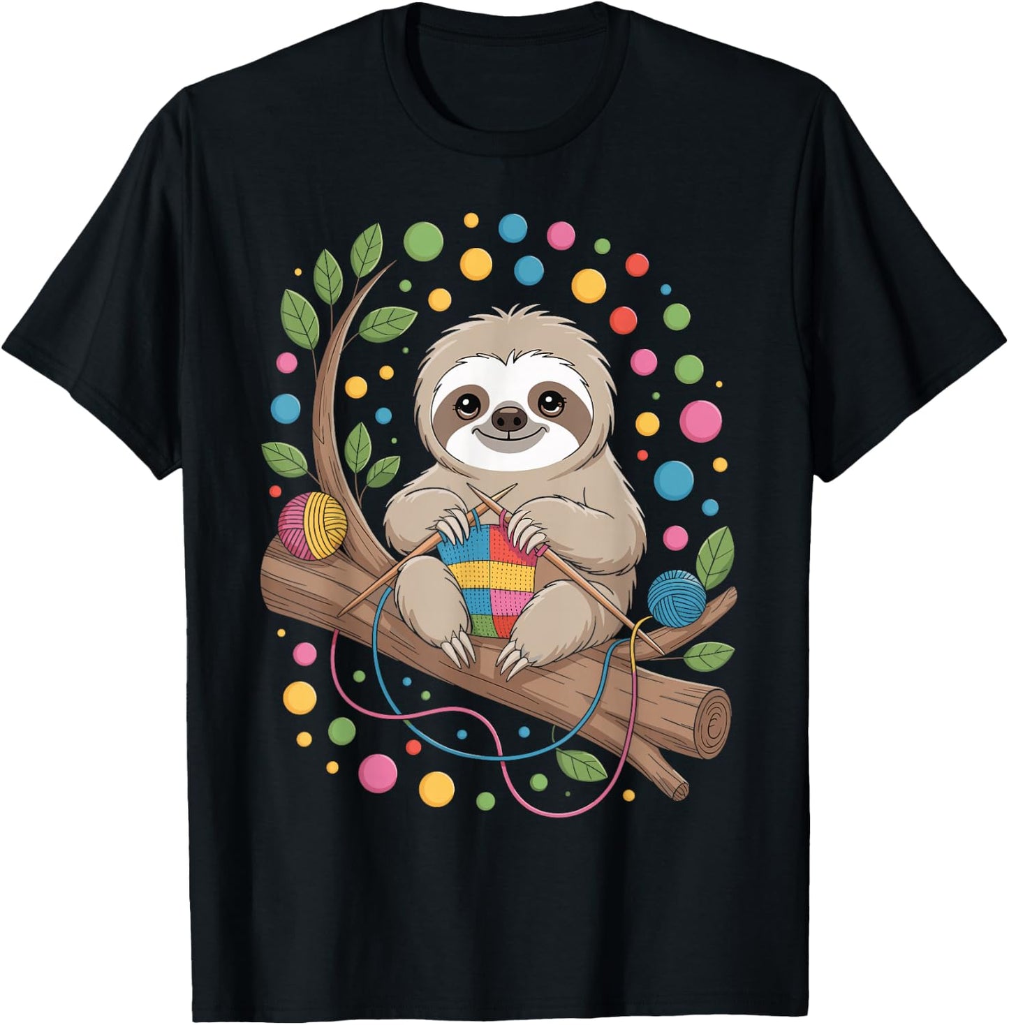 Sloth Knitting T-Shirt - T-Shirt | Black