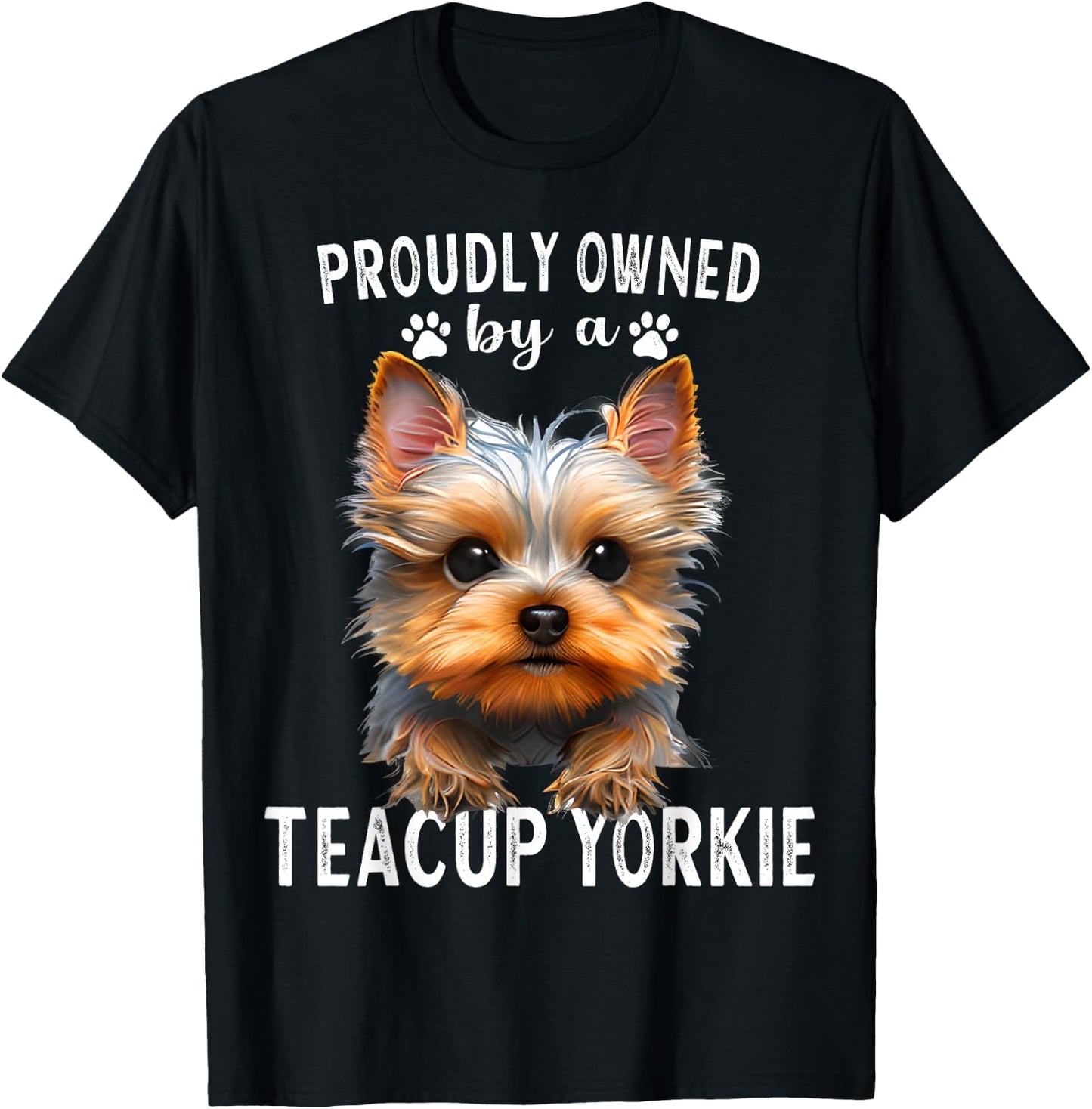 Teacup Yorkie Dad Collar Small Yorkshire Terrier Teacup T-Shirt - T-Shirt | Black