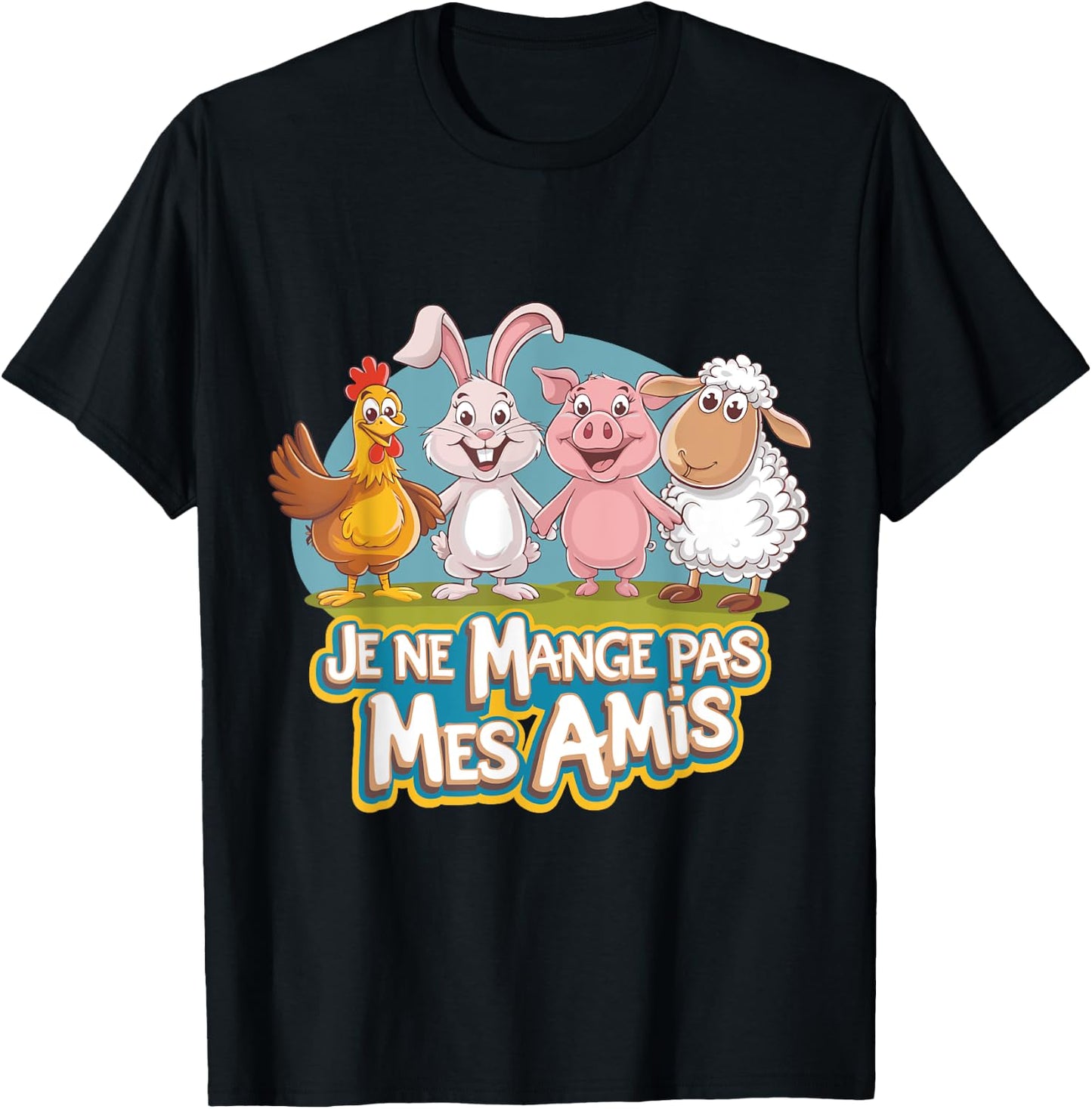 Vegan Gift Je Ne Eat Pas Mes Amis Animal Friend T-Shirt - T-Shirt | Black