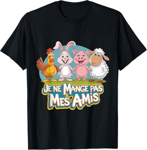 Vegan Gift Je Ne Eat Pas Mes Amis Animal Friend T-Shirt - T-Shirt | Black