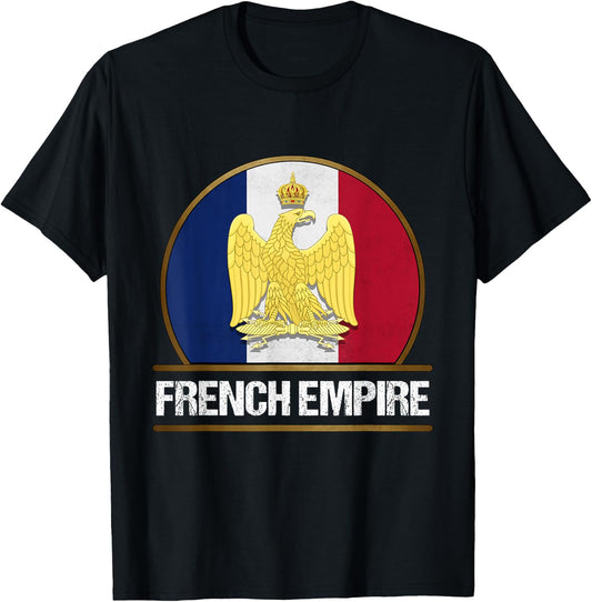 French Empire Flag Napoleon Bonaparte Wars , Black, S T-Shirt - T-Shirt | Black