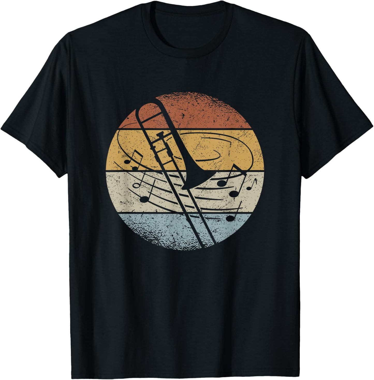 Trombone Orchestra Musician Notes Retro Trombone , black, s T-Shirt - T-Shirt | Black