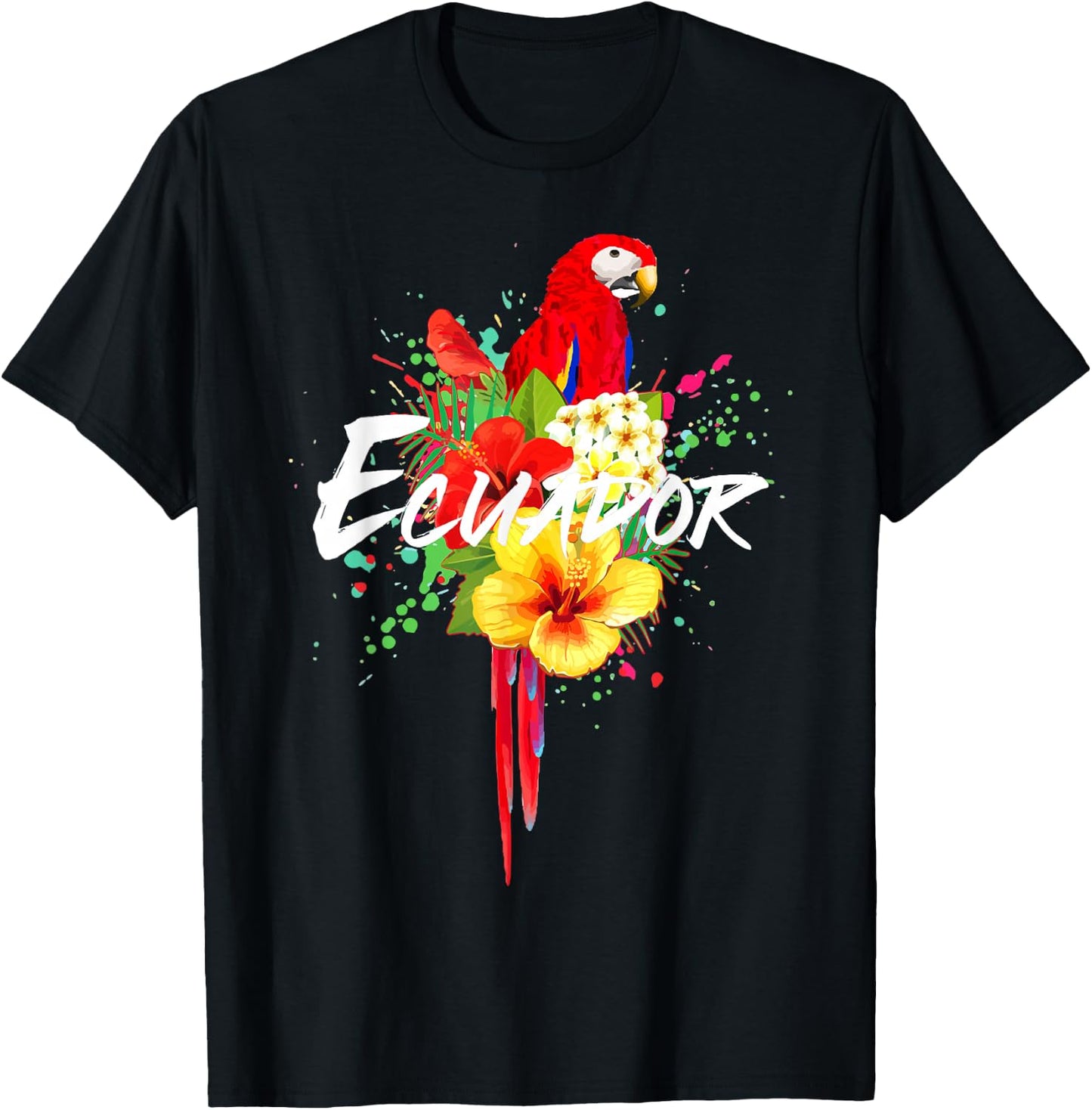 Ecuador Parrot Tropical Ecuadorian Souvenir Vintage T-Shirt - T-Shirt | Black