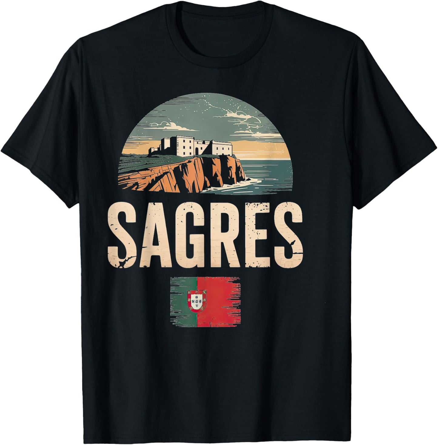 City Travel Portugal Sagres Scenic View T-Shirt - T-Shirt | Black