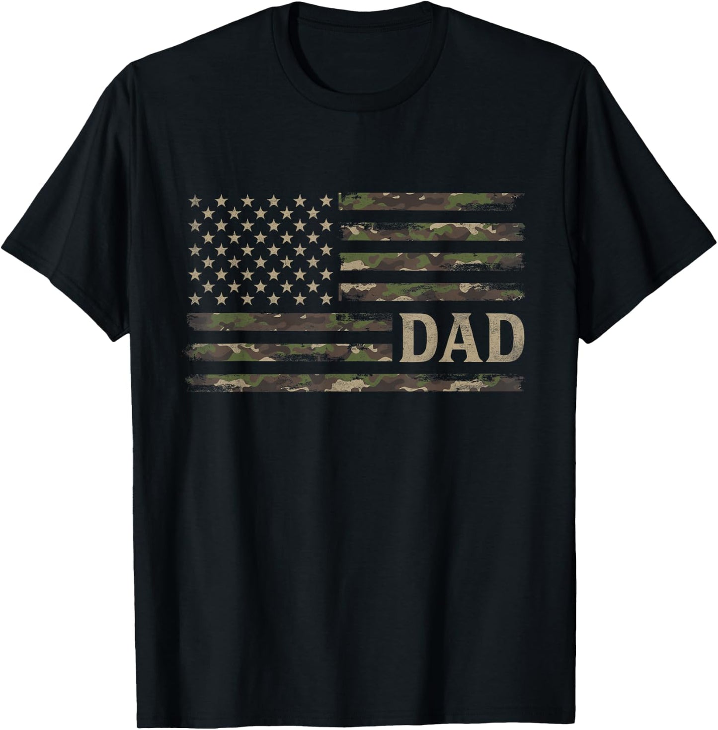 Camo Dad Camourflage USA Flag Fathers Day T-Shirt - T-Shirt | Black