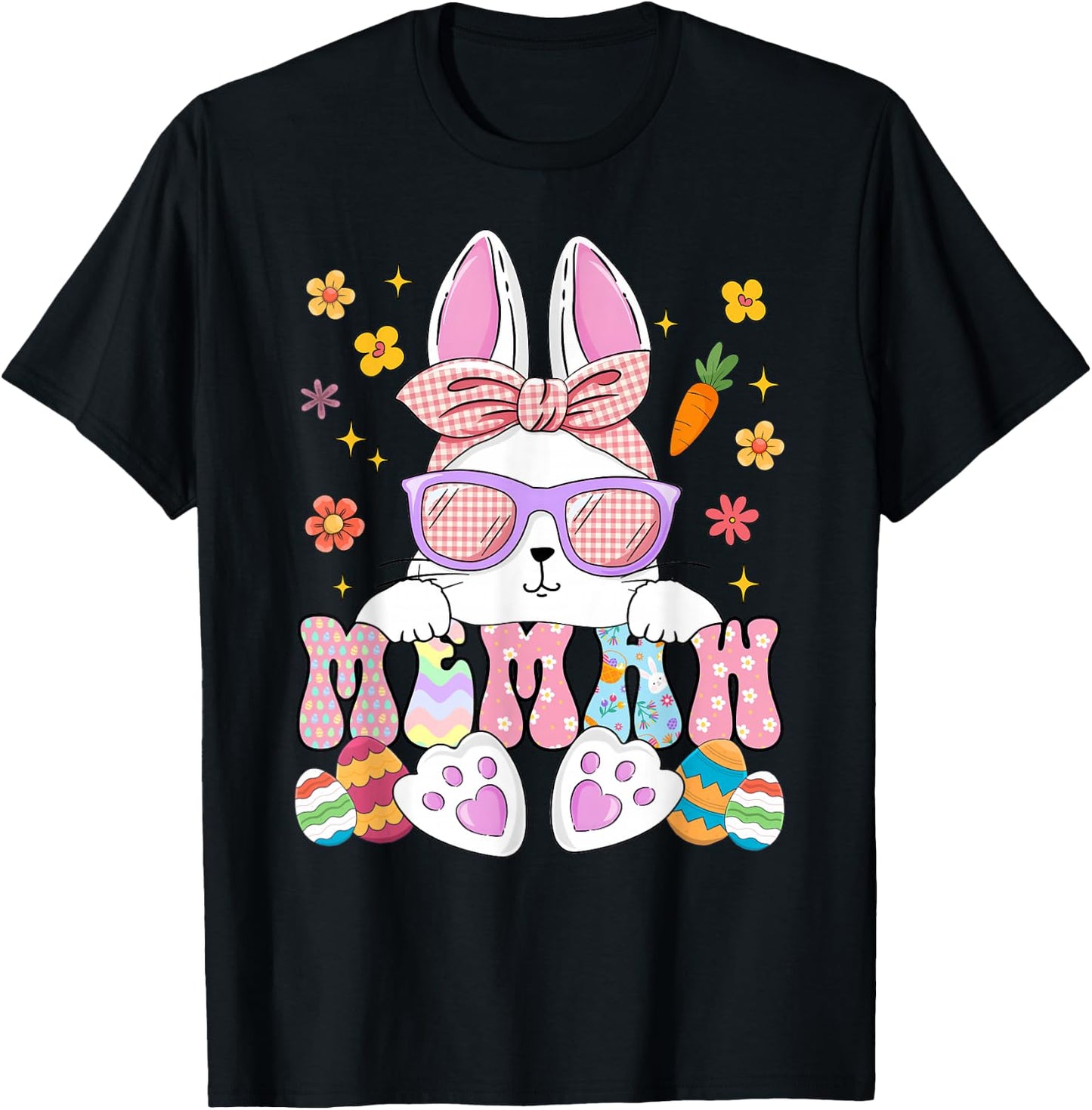 Happy Easter Day Memaw Bunny Matching Family Easter Party T-Shirt - T-Shirt | Black