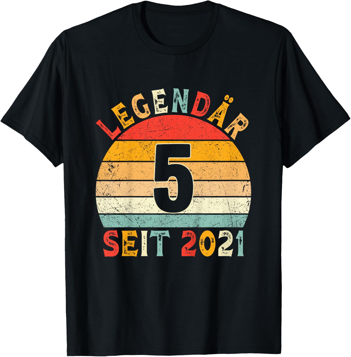 5. Geburtstag Legendär Seit 2021 Vintage Design T-Shirt - T-Shirt | Black