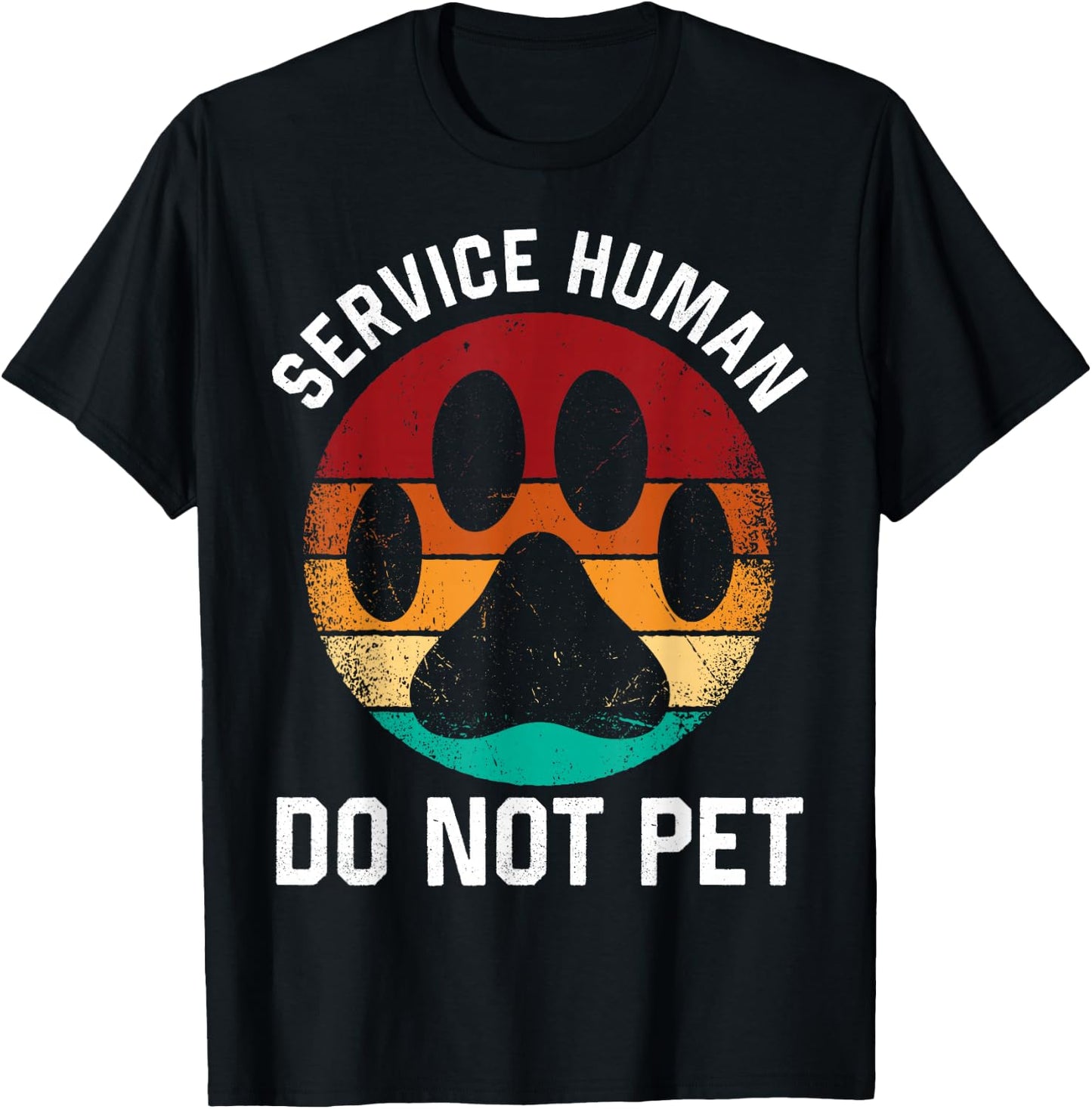 Retro Emotional Puppy Support Dog Human Service Human Do Not Pet Funny Dog Vintage Rescue Dog Owner -Adults Black Cotton Polyester Short Sleeve T-Shirt - T-Shirt | Black