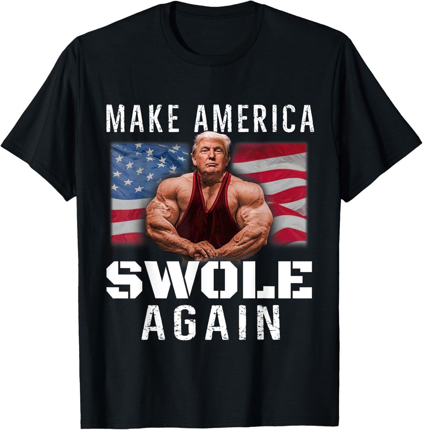 Make America Swole Again Funny Trump Lifting T-Shirt - T-Shirt | Black