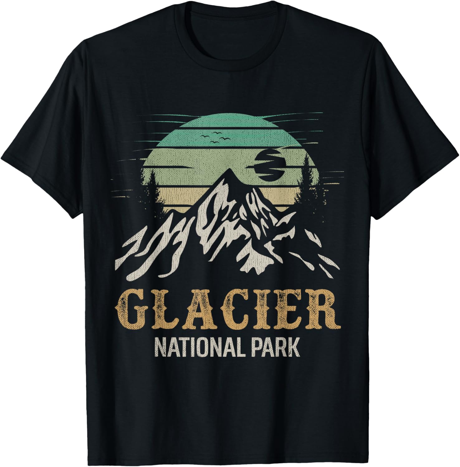Glacier National Park Merchandise Retro Glacier Souvenirs T-Shirt - T-Shirt | Black