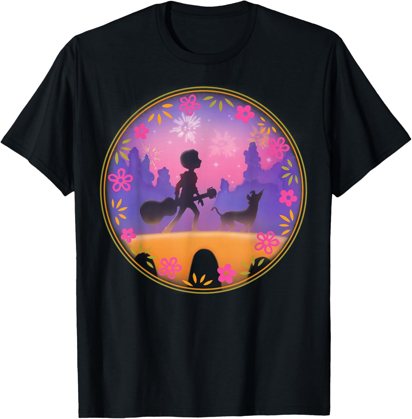 Disney Pixar Coco Miguel Dante Bridge Fireworks T-Shirt - T-Shirt | Black