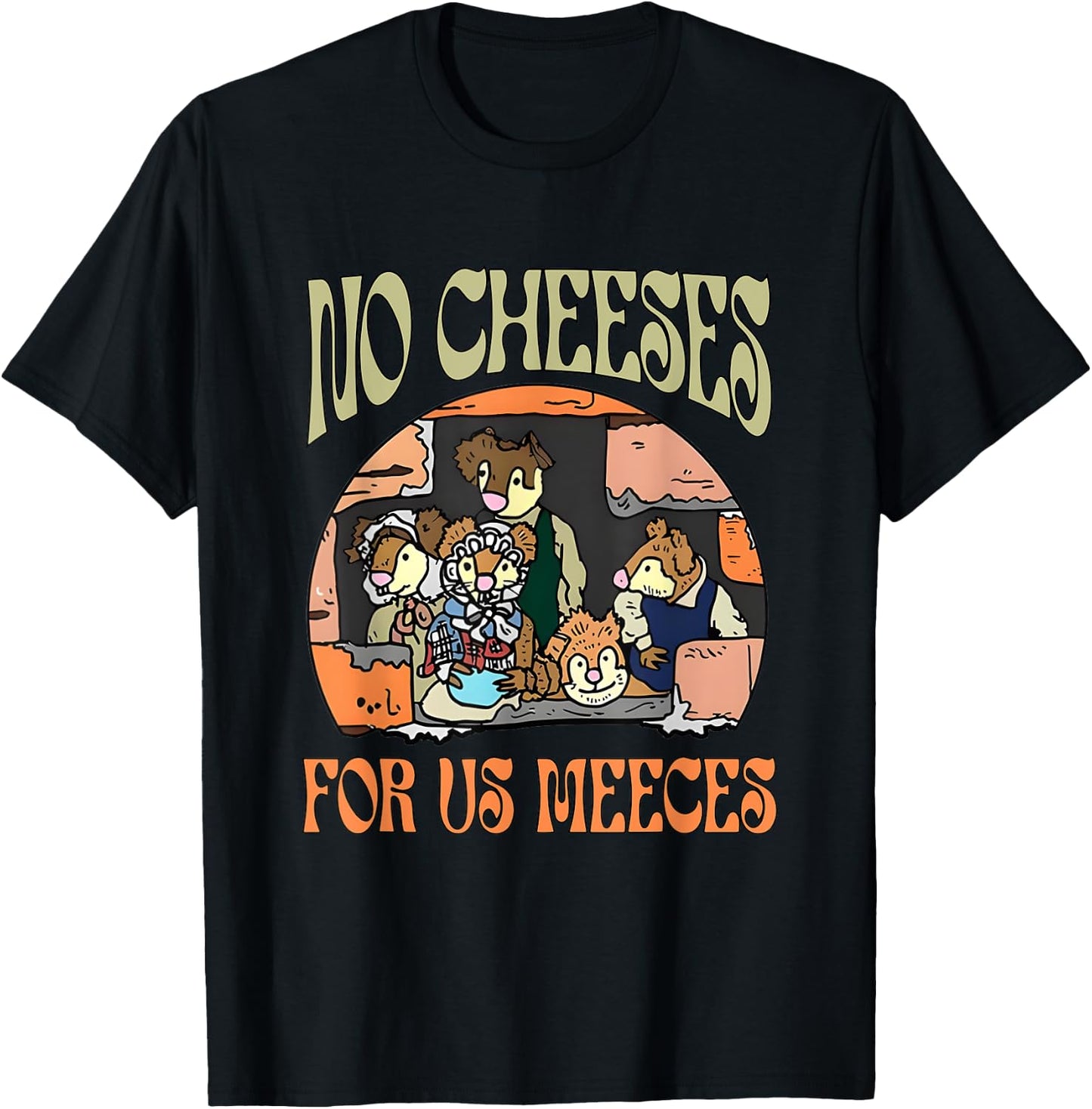 No Retro Cheeses For Us Party Meeces Christmas Holiday T-Shirt - T-Shirt | Black