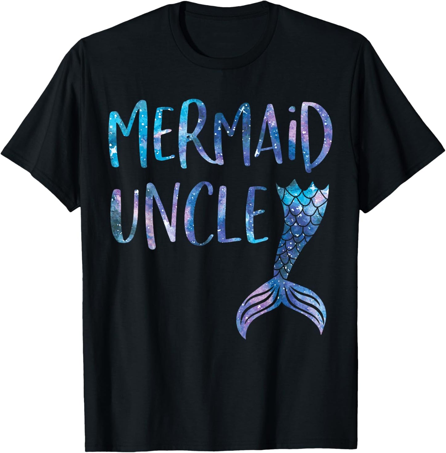 Mermaid Uncle Tail Matching Mermaid Squad Birthday Party T-Shirt - T-Shirt | Black