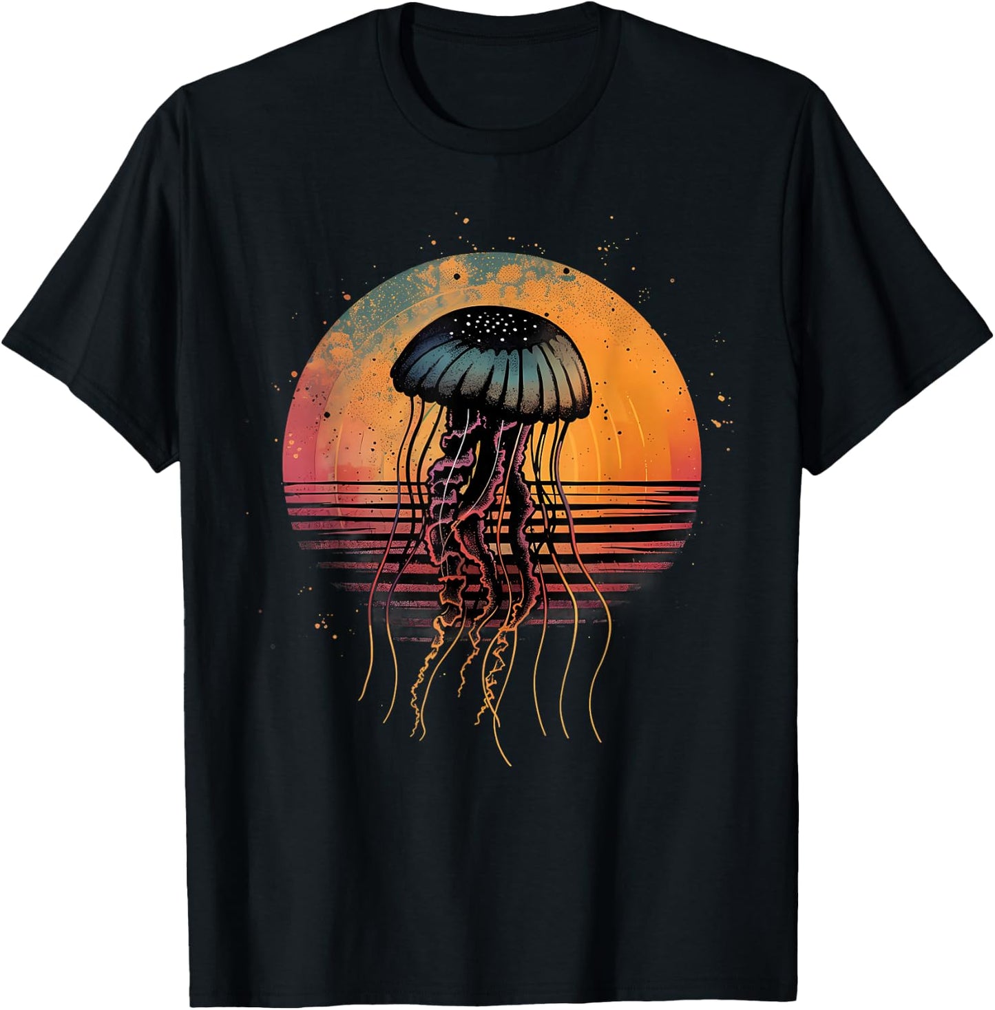 Jellyfish Ocean Sea Jellyfish Sunset Sea Ocean Animal Lover T-Shirt - T-Shirt | Black