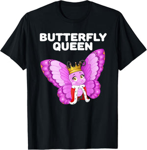 Butterfly Queen Girls' Butterfly | Women's Butterfly , black T-Shirt - T-Shirt | Black