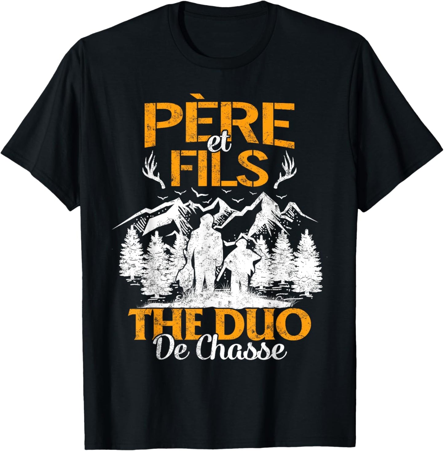 Father & Son The Hunting Duo Fathers Party T-Shirt - T-Shirt | Black