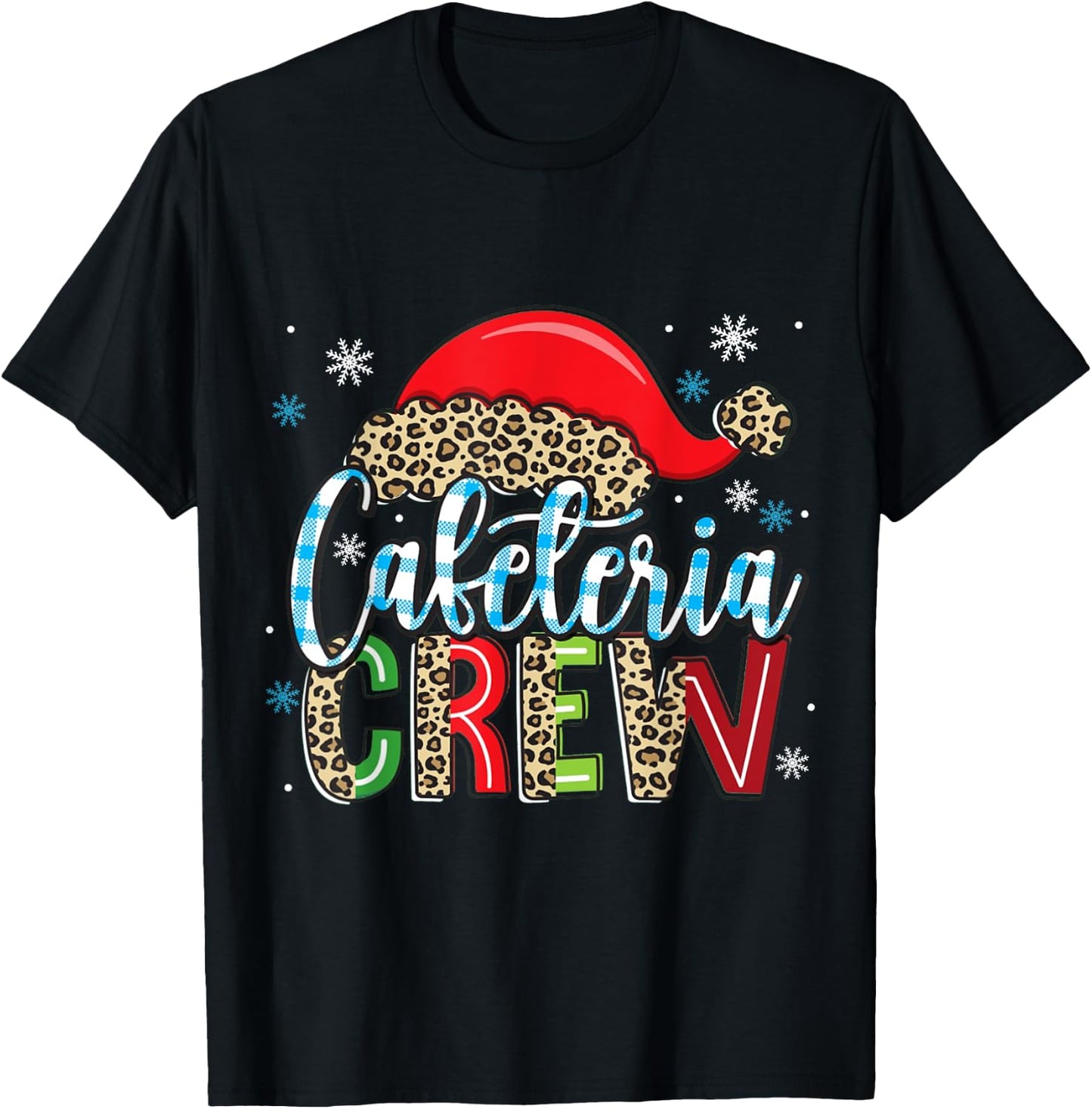 Cafeteria Crew Leopard Christmas Lunch Lady Xmas T-Shirt - T-Shirt | Black