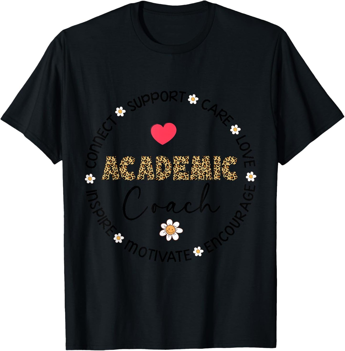Leopard Academic Coach Appreciation Week back to school T-Shirt - T-Shirt | Black