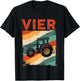 Children's 4th Birthday Retro Tractor Boy Tractor Farmer Kids , black, 80 T-Shirt - T-Shirt | Black