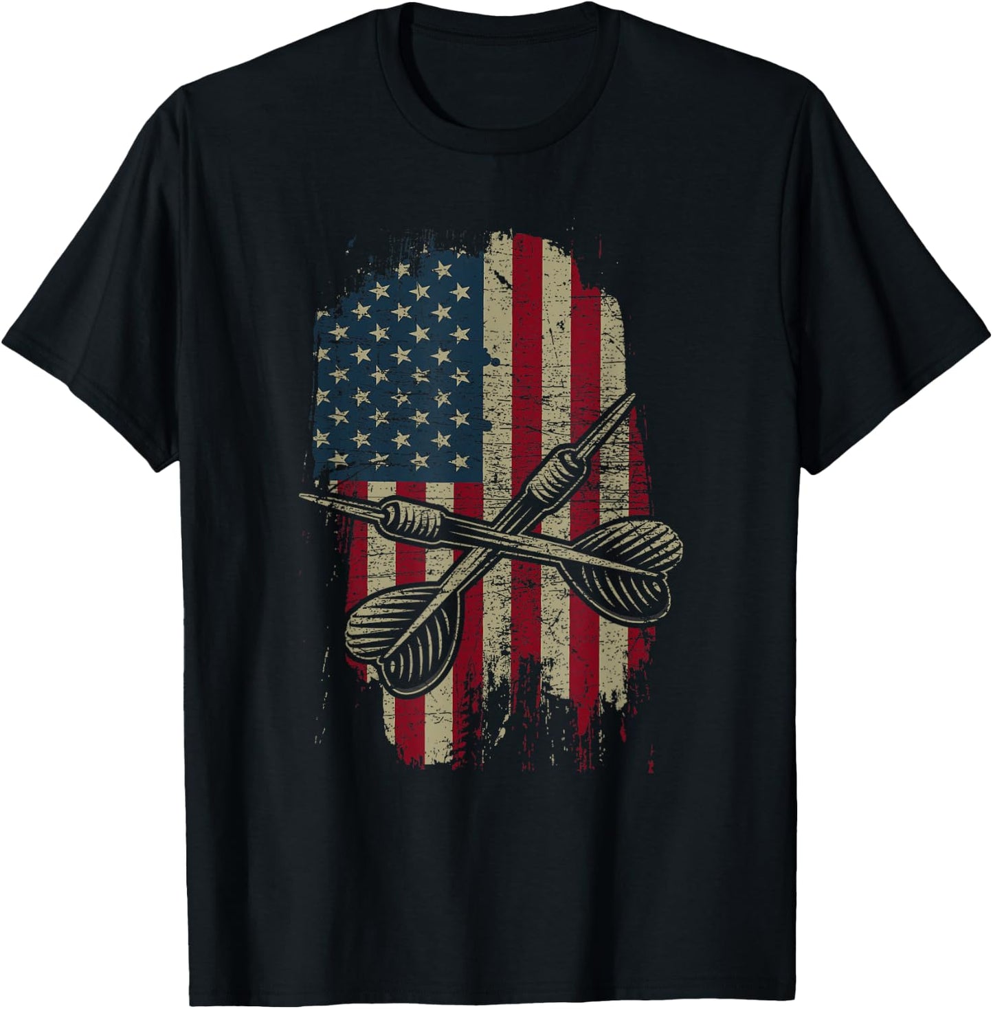 Patriotic USA American Darts Lover Dart Sports Gift Men T-Shirt - T-Shirt | Black